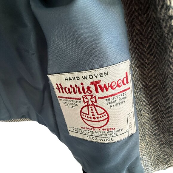 Harris Tweed Herringbone Wool 100% Single-Breasted Blazer Sport Coat Womens Gray - Picture 5 of 11